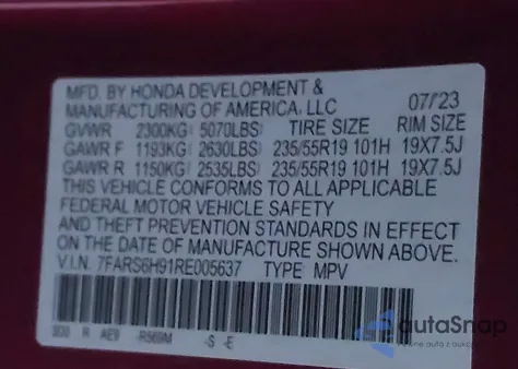 2024 Honda Cr-V Hybrid Sport Touring z USA, uszkodzony, nr VIN 7FARS6H91RE005637